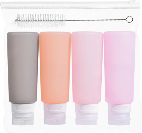 Vista 15 de MICEBAY Botellas exprimibles de condimentos para salsas, mini recipiente de silicona para aderezo de ensalada de 1 onza para llevar con bolsa