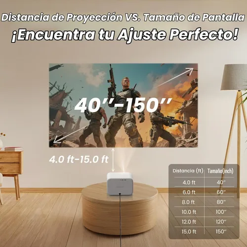 Vista 8 de [Sonido de JBL y alto brillo] Proyector Yaber con WiFi y Bluetooth, enfoque automático/corrección Keystone, proyector de película de sonido 3D