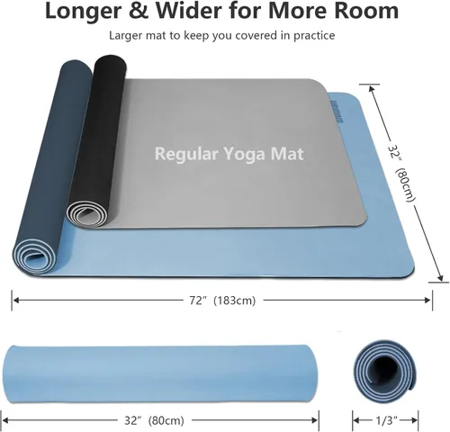 Vista 2 de Tapete de yoga ancho de 31.5 in, antideslizante, extra grueso, de 1/3 pulgadas, material TPE de alta resistencia, esterillas de yoga caliente