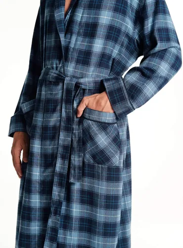 Vista 2 de SIORO Mens Robe Flannel Cotton Plaid Bathrobe Soft Shawl Collar Loungewear
