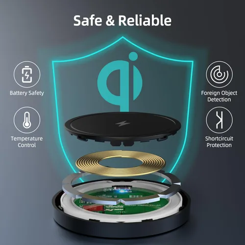Vista 7 de Cargador inalámbrico, 6.5 pies/6.6 ft 15 W Max Fast Magnetic Wireless Charging Pad compatible con iPhone 16/15/14/13/12 con convertidor USB-A, negro