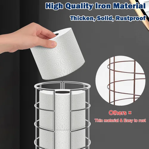 Vista 4 de NearMoon soporte organizador de papel higiénico, soporte independiente para 3 rollos de almacenamiento de tisú, accesorio de baño de metal, soporte