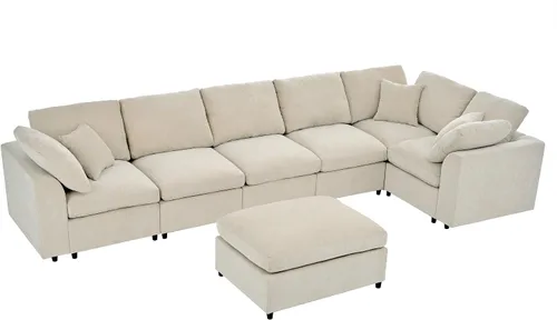 Vista 7 de LUMISOL Sofá modular extragrande de 120.8 pulgadas, 7 plazas, color beige