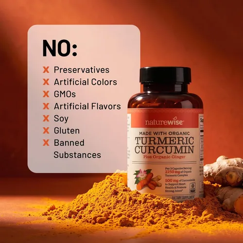Vista 8 de NatureWise - Curcumina orgánica, CRMN750-90, 1 Black Pepper Extract for Advanced Absorption - Standardized 95% Curcuma Longa - Joint & Immune