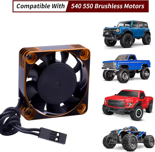 Vista 6 de Ventilador de refrigeración del motor RC de 1.575x1.575 in para RC Car Truck Buggy Crawler escala 1/8 1/10 540 550 motores sin escobillas ESC