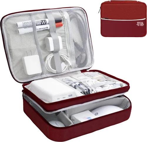 Vista 19 de Organizador de Electrónica, Funda Organizadora de Cables de Viaje, Bolsas Organizadoras de Cables Portátiles, Estuche de Almacenamiento