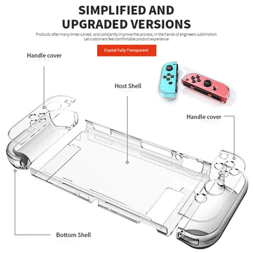 Vista 2 de Dockable Clear Case for Nintendo Switch, VANJUNN 3 in 1 Protective Case Cover for Nintendo Switch and Joy-Con Controller with Clear Grip Cover
