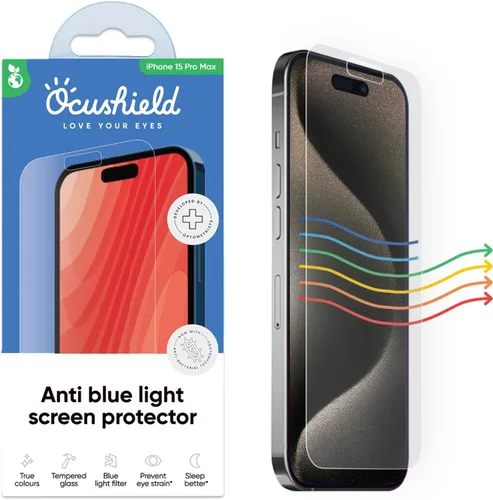 Vista 27 de Ocushield - Protector de pantalla de vidrio templado anti luz azul para iPhone 7 Plus iPhone 8 Plus - Protege tus ojos, reduce las migrañas