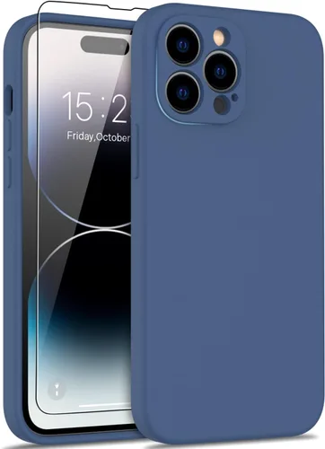 Vista 13 de DEENAKIN Funda compatible con iPhone 14 Plus con protector de pantalla, funda mejorada para cámara, goma de gel de silicona suave probada contra