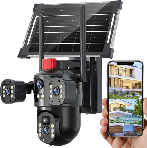 Vista 18 de KEPEAK Cámara de seguridad solar inalámbrica para exteriores, cámara PTZ de triple lente, inclinación panorámica de 360°, visión nocturna a