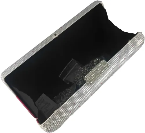 Vista 9 de Boutique De FGG Elegantes bolsos de noche de cristal para mujer, caja de fiesta formal, embrague, boda, diamantes de imitación, bolso de novia