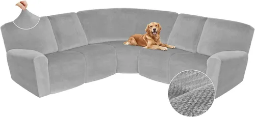 Vista 409 de Arfntevss Fundas de sofá seccional reclinable de terciopelo, Funda de sofá seccional de esquina para sofá reclinable, Funda elástica suave