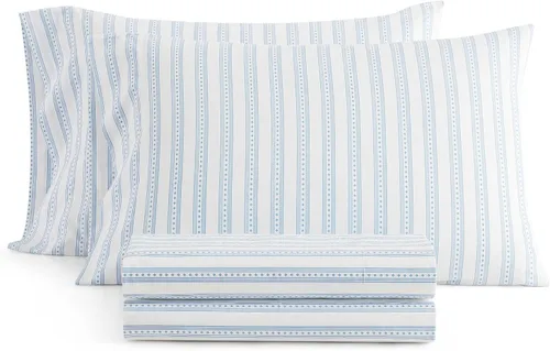 Vista 27 de Martha Stewart - Juego de sábanas de tamaño individual, sábanas refrescantes nítidas y entalladas con un tacto ligero de percal de algodón