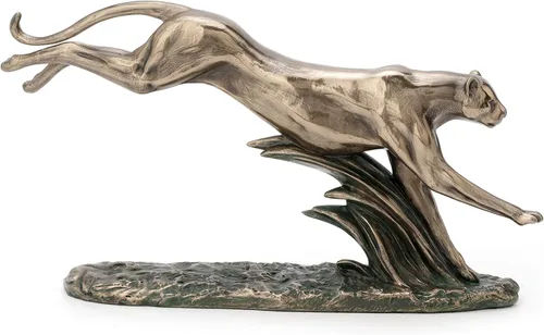 Vista 4 de Veronese Design Decoración de mesa de estatua de animal africano con acabado de bronce guepardo abstracto de 6.5 pulgadas