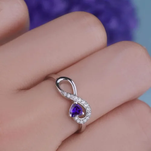 Vista 37 de Anillo Jo Wisdomo de compromiso. de plata esterlina, con corazón e infinito, anillo de amistad, para ella