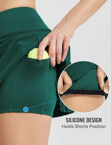 Vista 5 de baleaf - Falda de tenis plisada para mujer, falda pantalón de golf para mujer, cintura alta, pantalones cortos deportivos ligeros con bolsillos