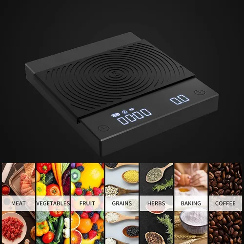 Vista 9 de Báscula de Café TIMEMORE Basic 2.0, Báscula Electrónica de Espresso con Temporizador, 2000 Gramos y Tasa de Flujo de Agua con Función