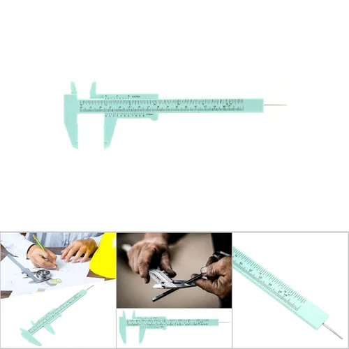 Vista 5 de Pinza Vernier de 6 pulgadas con doble regla, pinza Vernier de plástico de 0.002 in de precisión para medición de joyas (verde)
