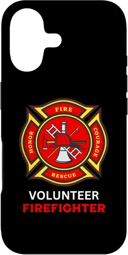 Vista 32 de Funda para iPhone 16 con logotipo de bomberos voluntarios con símbolo de bombero
