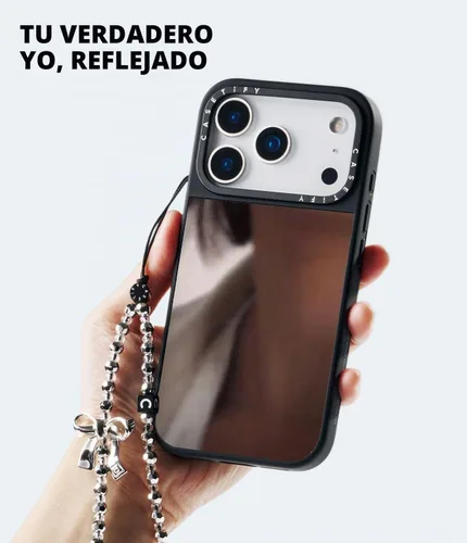 Vista 3 de CASETiFY Funda de espejo para iPhone Air [Reflejante/Compatible con Magsafe / Protección contra caídas de 4.9 pies de grado militar 1X] - Negro