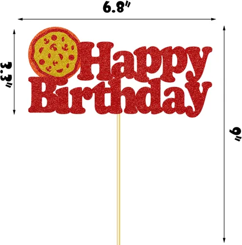 Vista 3 de Decoración para tartas de cumpleaños con purpurina de Italia Comida/Pizza Festival/I Love Pizza/Pizza Time/Pizzaria/Pizzaria Temática Feliz
