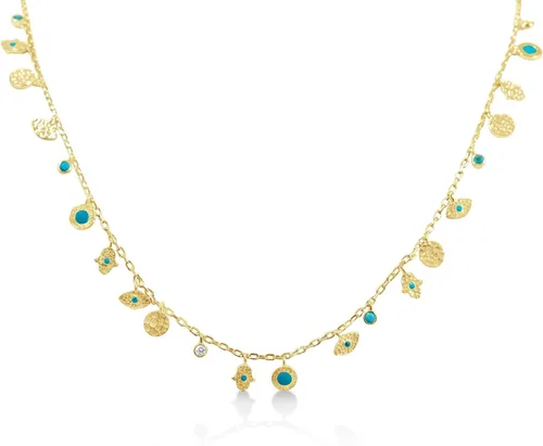 Vista 2 de Alef Bet by Paula Amulet Evil Eye and Hamsa Hand Necklace