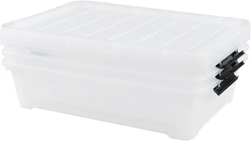Vista 7 de Esdiplot - Paquete de 3 recipientes de almacenamiento transparentes para debajo de la cama, 40 L, recipientes de plástico con tapas y ruedas