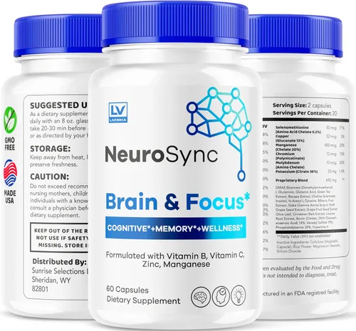 Vista 8 de (2 unidades) NeuroSync Brain Capsules, Neuro Sync Brain & Focus, NeuroSync Brain, NeuroSync Advanced Formula Capsules, NeuroSync Brain and Focus