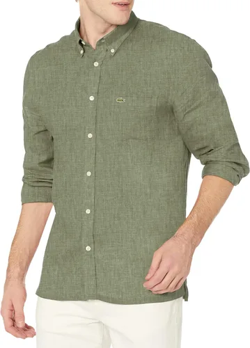 Vista 4 de Lacoste Camisa casual de lino con botones para hombre azul (Rill Light Blue)