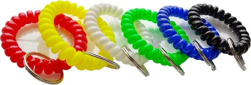 Vista 3 de Llavero de muñeca – Muñequera de espiral elástica con resorte para gimnasio, piscina, placa de identificación, llaves, C