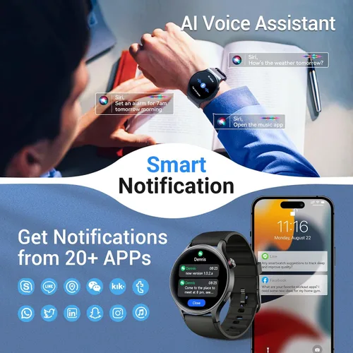 Vista 5 de Fitpolo Reloj inteligente para hombres y mujeres, pantalla táctil AMOLED de 1.3 pulgadas, rastreador de fitness, hacer/responder llamadas, monitor
