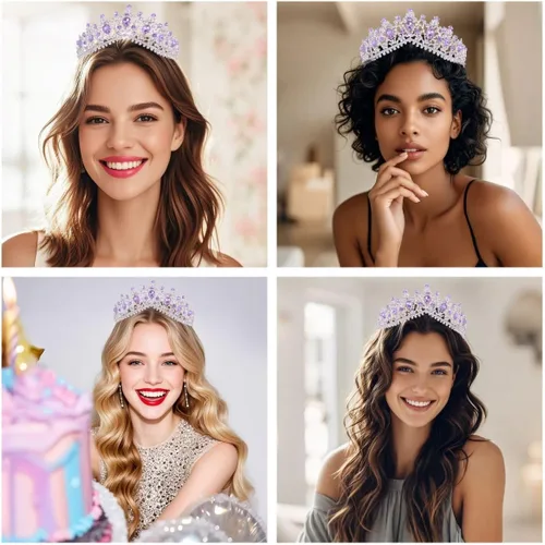 Vista 3 de Kamirola - Corona de reina y tiara corona de princesa para mujeres y niñas, diademas de cristal para novias, disfraces góticos de Halloween