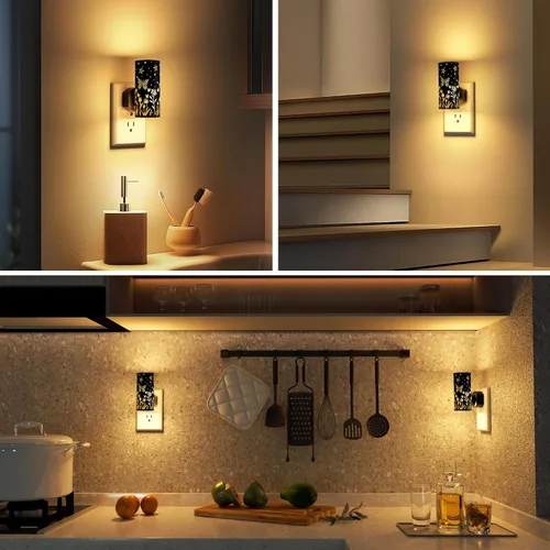 Vista 6 de Luces nocturnas LED enchufables a la pared, paquete de 2 luces nocturnas brillantes de 3000 K, del atardecer al amanecer, regulables de 0 a 100