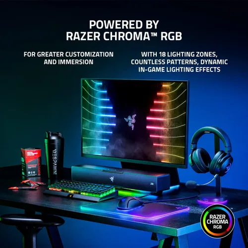 Vista 6 de Razer Leviathan V2: Barra de sonido multicontrolador para juegos de PC con subwoofer - THX Spatial Audio - Diseño compacto - Chroma RGB - Bluetooth