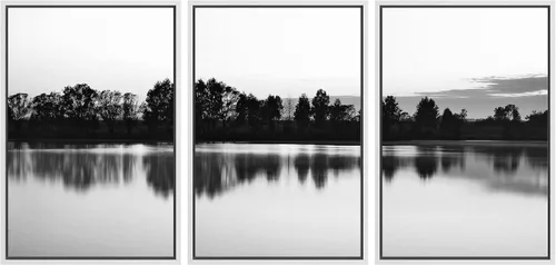 Vista 66 de NWT Juego de Arte de Pared de Lienzo Enmarcado Bosque Blanco y Negro Reflejo de Lago Paisaje Naturaleza Vida Silvestre Arte de Fotografía Rústico