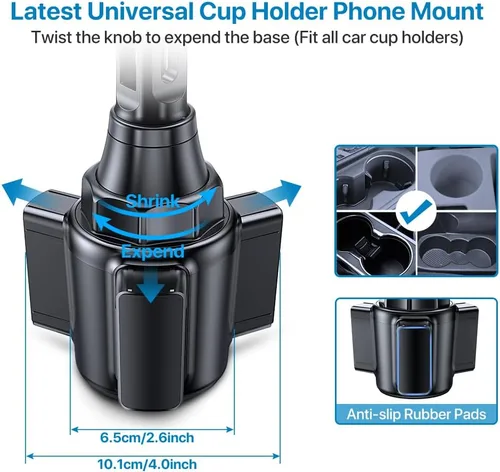 Vista 4 de Miracase 2025 Soporte Universal para Teléfono de Coche con Portavasos, [Girable y Ajustable] Soporte de Coche con Cuello Largo Compatible