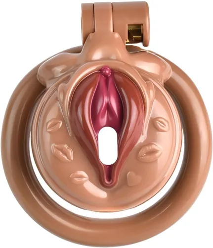 Vista 7 de Heuceo Jaula de castidad negativa invertida para hombre con 4 anillos, cerradura plana de dispositivo de castidad para hombres pequeños, diseño
