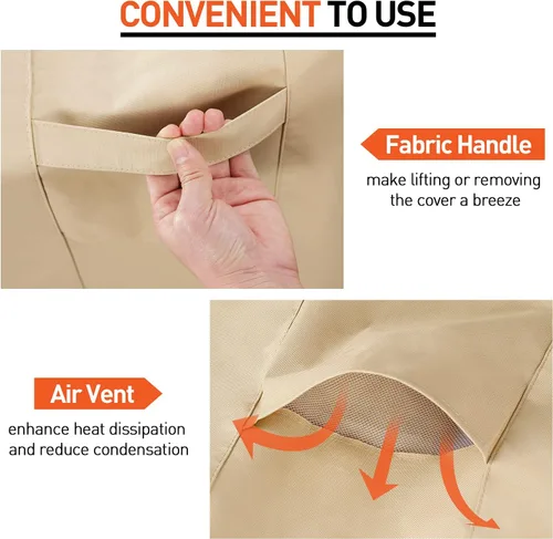 Vista 4 de Arcedo Fundas para Sillas de Respaldo Alto para Exteriores Impermeables, Fundas para Sillas Giratorias de Comedor Apilables de Servicio Pesado Beige