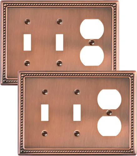 Vista 75 de Paquete de 2 cubiertas de placa de interruptor de luz de doble palanca, cubiertas decorativas de placa de doble interruptor Pearls, placa de pared