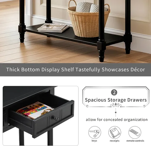 Vista 5 de P PURLOVE Mesa consola estrecha con cajón, mesa de entrada pequeña para sala de estar