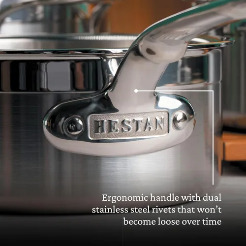 Vista 4 de Hestan - Colección ProBond - Sartén profesional de acero inoxidable revestido, compatible con placa de inducción, 1.5 cuartos de galón