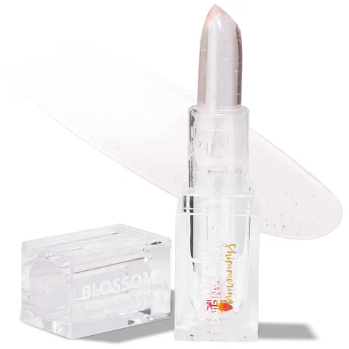 Vista 7 de Blossom Lip Gloss - Bálsamo labial hidratante con pH para labios, aroma a fresa, tinte brillante que cambia de color, infundido con flores reales