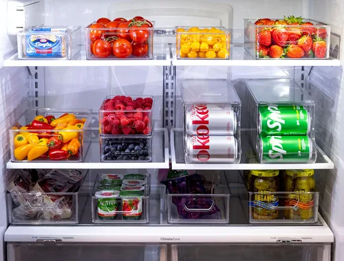 Vista 4 de Munfix Juego de 16 contenedores organizadores de refrigerador, cestas de plástico para organización y almacenamiento de despensa, organizadores