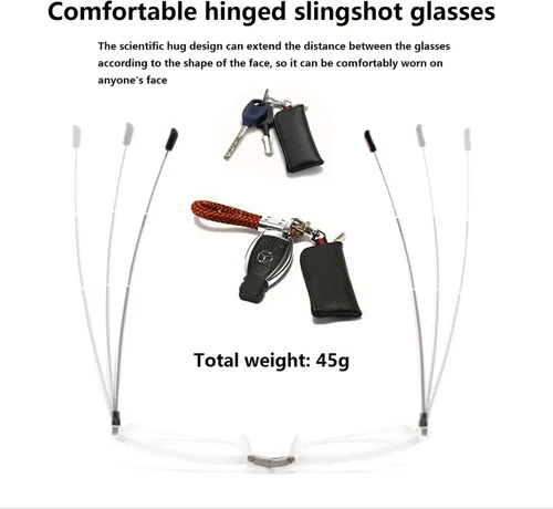 Vista 5 de Viseng Gafas de lectura plegables con luz anti-azul para hombres y mujeres con varilla telescópica portátil moda ultra ligera funda de cuero +3.5