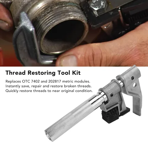 Vista 4 de Herramienta de reparación de rosca externa, perseguidor de rosca externo de aluminio de 1.3-5.0 in, kit de herramientas de reparación de rosca