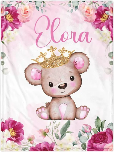 Vista 20 de J&SBGFT Manta de bebé niña personalizada, manta de recepción de elefante, regalo personalizado de artículos esenciales para recién nacidos, 30 x 40