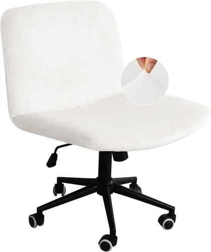 Vista 9 de NICEEC Funda para silla cruzada sin brazos, para oficina, dormitorio, escritorio, tocador, computadora, respaldo medio, asiento ancho sin protector