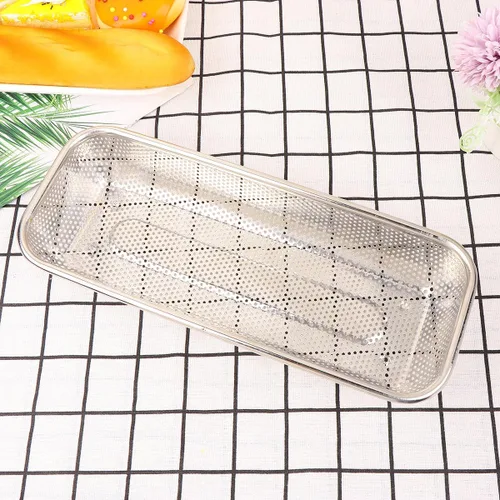 Vista 4 de Stainless Steel Kitchen Drain Basket Silver S Multi-purpose Fruit Vegetable Holder and Rice Sieve Over-sink Storage and Draining Basket for Home