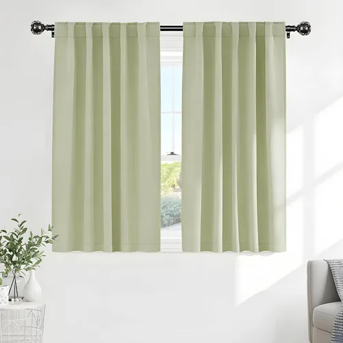 Vista 121 de PONY DANCE Cortinas cortas con aislamiento térmico para ventana pequeña, para guardería, baño, cocina, lavandería, caravana, sótano, 29 pulgadas