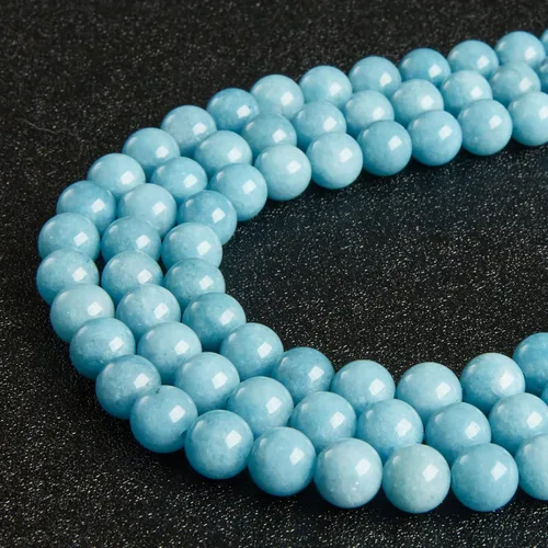 Vista 5 de 60 piezas de cuentas de aguamarina natural de 6 mm, cuentas de piedras preciosas redondas sueltas para hacer joyas